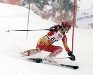 Picture of a racer at the Whistler Cup juvenile ski race.