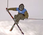 Photo of freestyle skier, TJ Schiller, at the 2005 X Games.