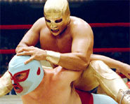 Picture of a Lucha Libre wrestling match in the movie, Nacho Libre.