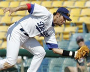 Nomar Garciaparra is the first baseman for the Los Angeles Dodgers.