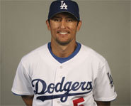 Picture of LA Dodgers' first baseman, Nomar Garciaparra.