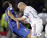 Photo of Zinedane Zidane's famous headbutt.