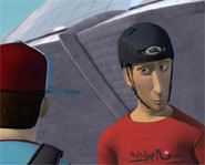 Picture from the animated movie, Boom Boom Sabotage featuring Tony Hawk.