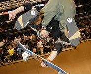 Photo of skateboarder, Pierre-Luc Gagnon, at the X Games.