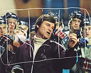 Photo of Kurt Russel as coach, Herb Brooks, in the movie Miracle.