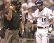 Jose Hernandez of the Milwaukee Brewers finished the 2002 season with 188 strikeouts, one short of the Major League Baseball record.