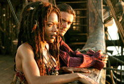 Johnny Depp, Orlando Bloom and Keira Knightly star in Pirates of the Caribbean: At World's End.