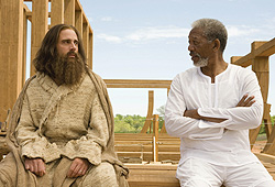Steve Carell and Morgan Freeman star in Evan Almighty.