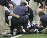 Kevin Everett of the Buffalo Bills severly injured his neck in a game against the Broncos on September 9, 2007.