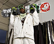 Stevie bell is an African American snowboarder.
