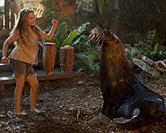 Abigail Breslin dances with Selkie the sea lion in Nim's Island.