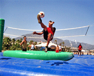 Bossaball uses a lot of soccer and volleyball principles.