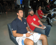 Andrea Bargnani of the Toronto Raptors testing out NBA Live 09.