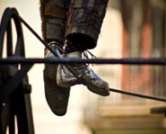 High-flying athletes walk the line.