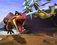 Ice Age 3: Dawn of the Dinosaurs Screen of Sid running from T-Rex