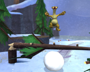 Ice Age 3: Dawn of the Dinosaurs screen of Sid Jumping over a Branch