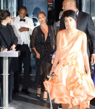 The three celebs leave the elevator after the attack