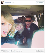 Taylor in the car with her family for the holidays!