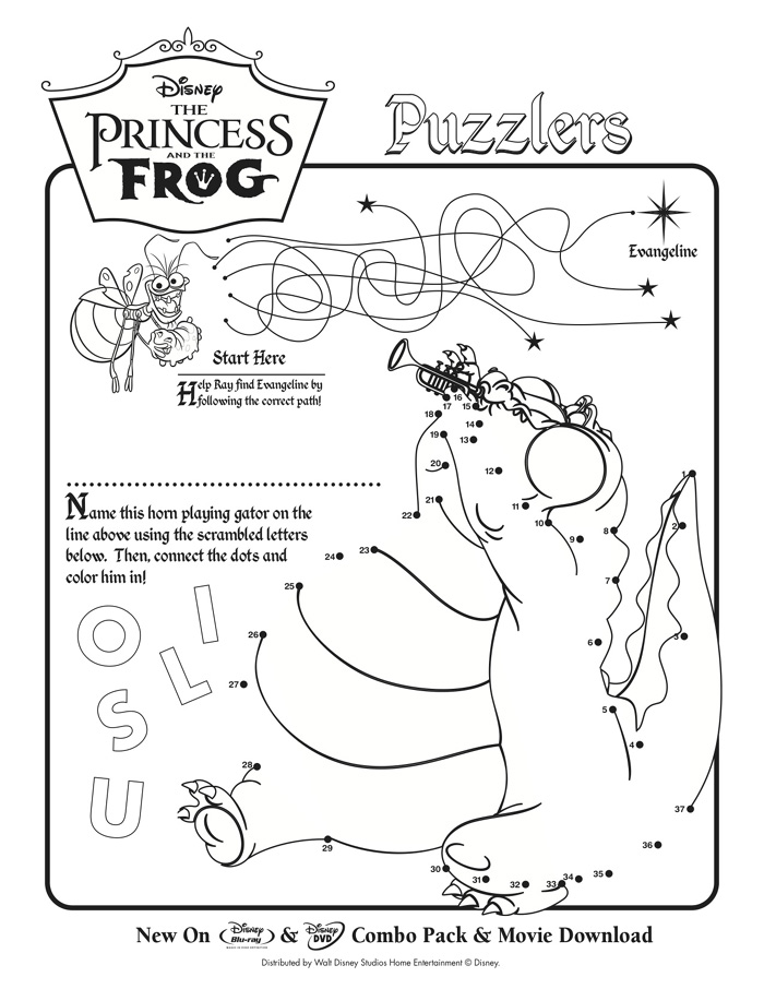 The Princess And The Frog Activity Sheets The Princess And The Frog Activity Sheets